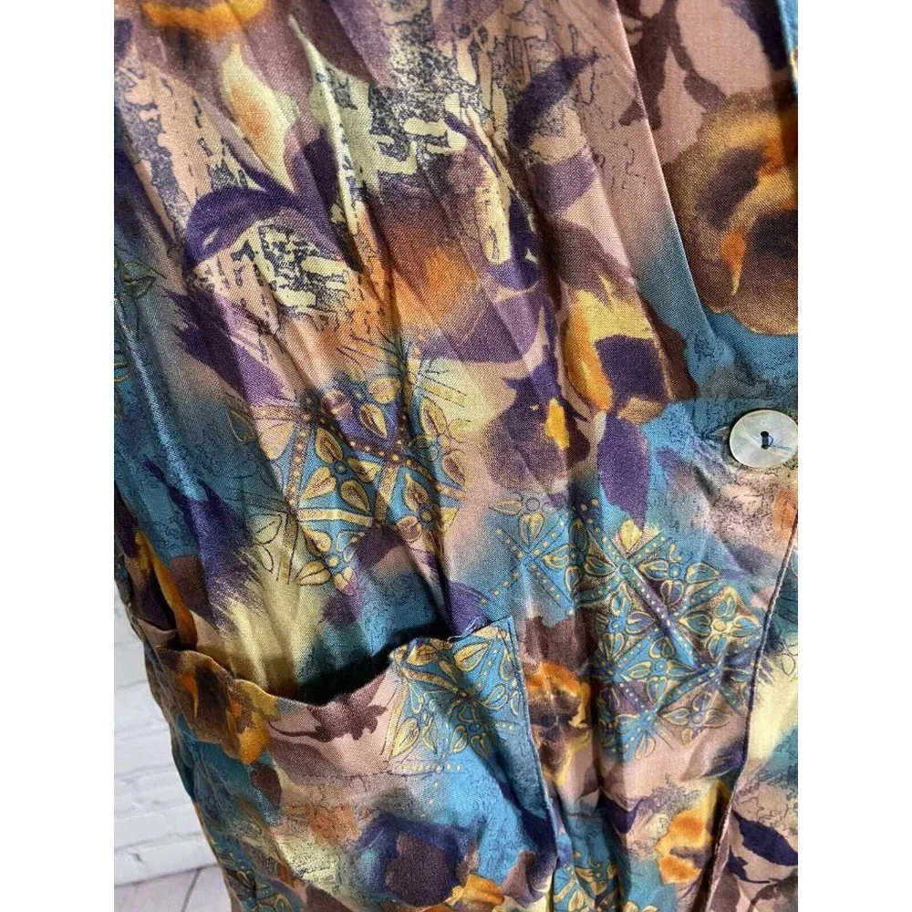 VTG Impressions Of California Multicolor Floral Long Sleeve Single Button Top S